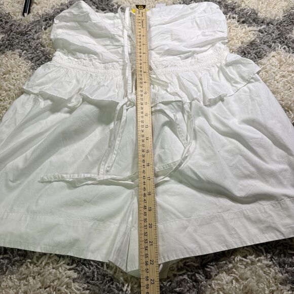 CIRCUS NY Elyse Cotton Halter Romper White Ruffle Pockets New Womens Large - Picture 5 of 10